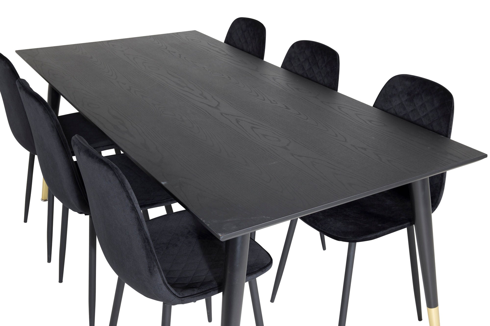 Venture Home Dipp spisebord - 180*90cm - Black / Black Brass+Polar Diamond Spisebordsstol - Black Legs - Black Velvet_6