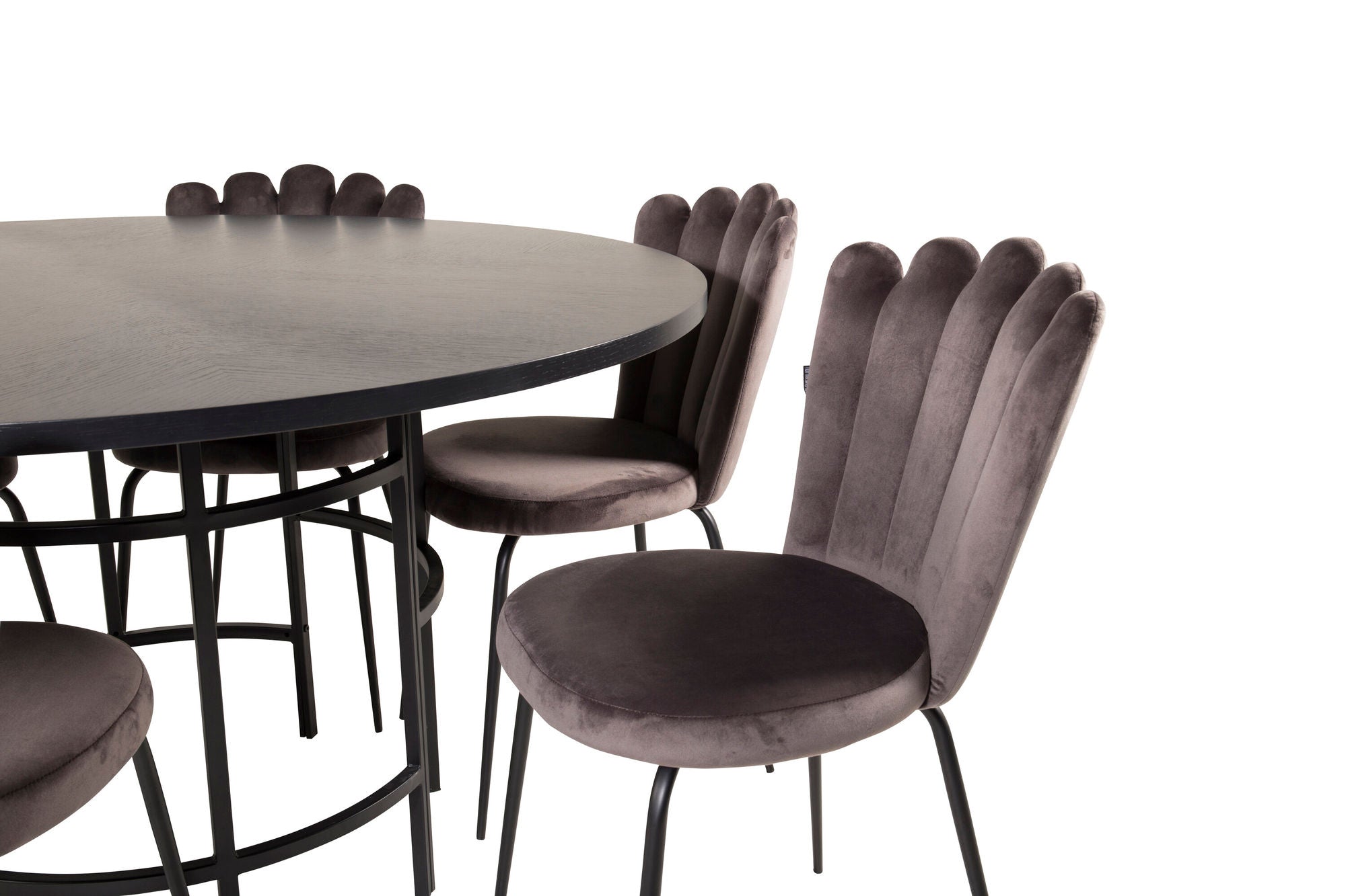 Venture Home Copenhagen - spisebord round - Black / Black - Limhamn stol - Grey 6