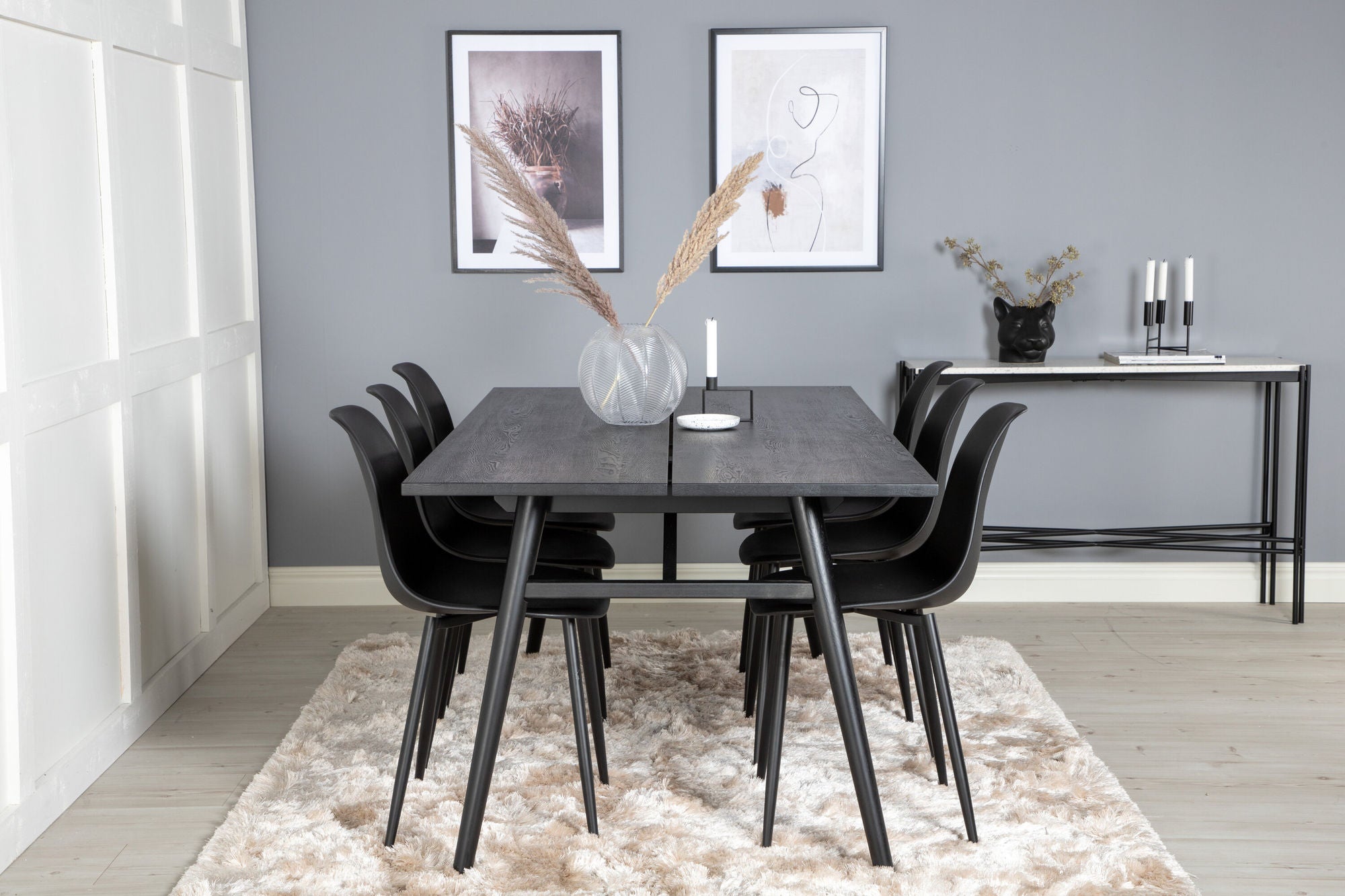 Venture Home Sleek Extentionbord Black Brushed - 195*95+Polar Plastic Spisebordsstol - Black Legs / Black Plastic_6