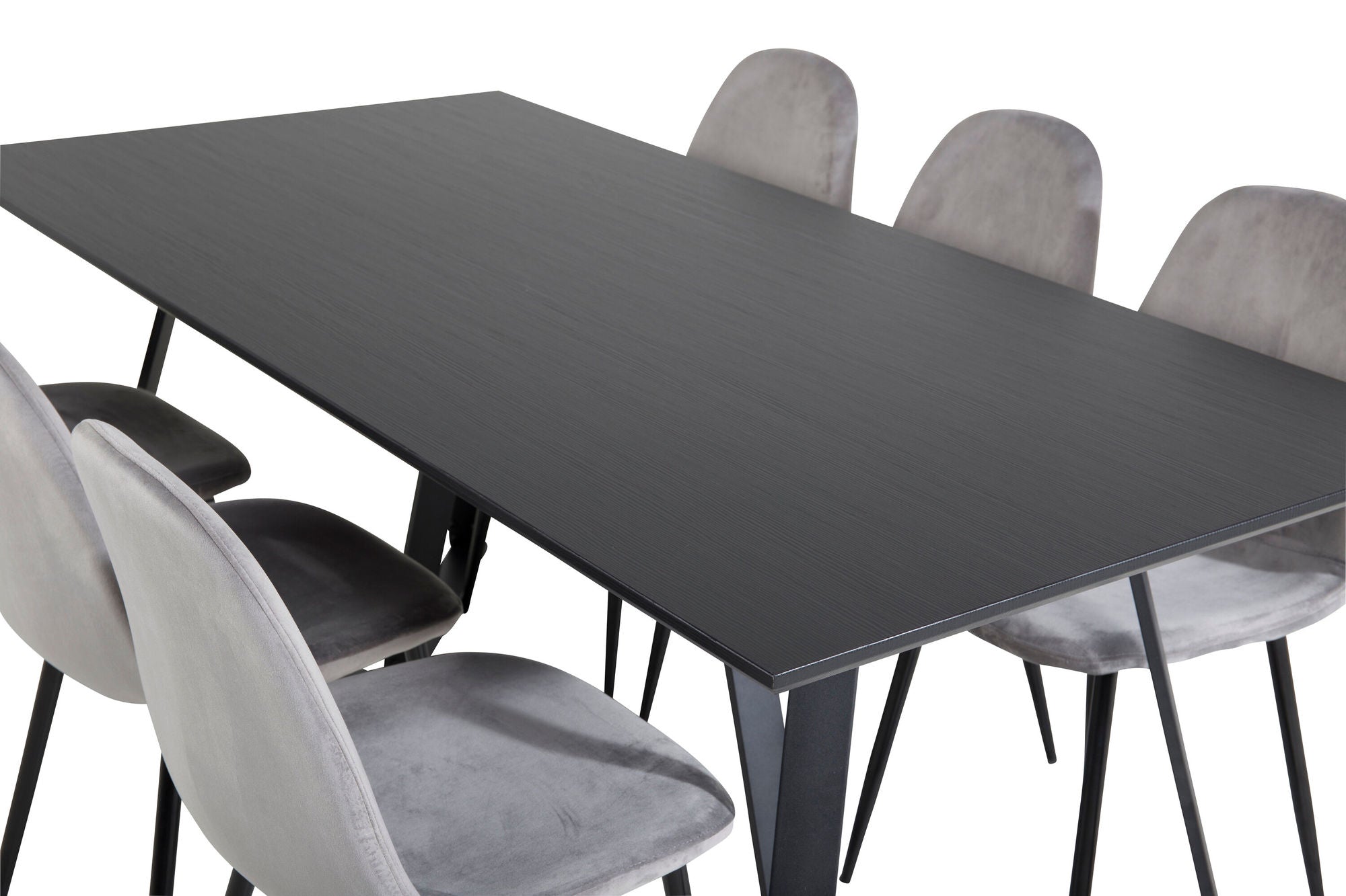 Venture Home Marina spisebord - Black top / Black Legs +Polar Spisebordsstol - Black legs / Light Grey Velvet (ersätter 19902-885)_6