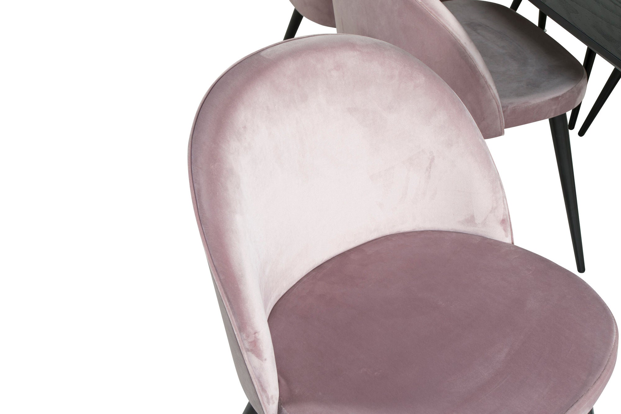 Venture Home Gold Extention bord - 180/220*85*H76 Black Veneer - Black legs - Brass details+Velvet Spisebordsstol - Pink / Black_6