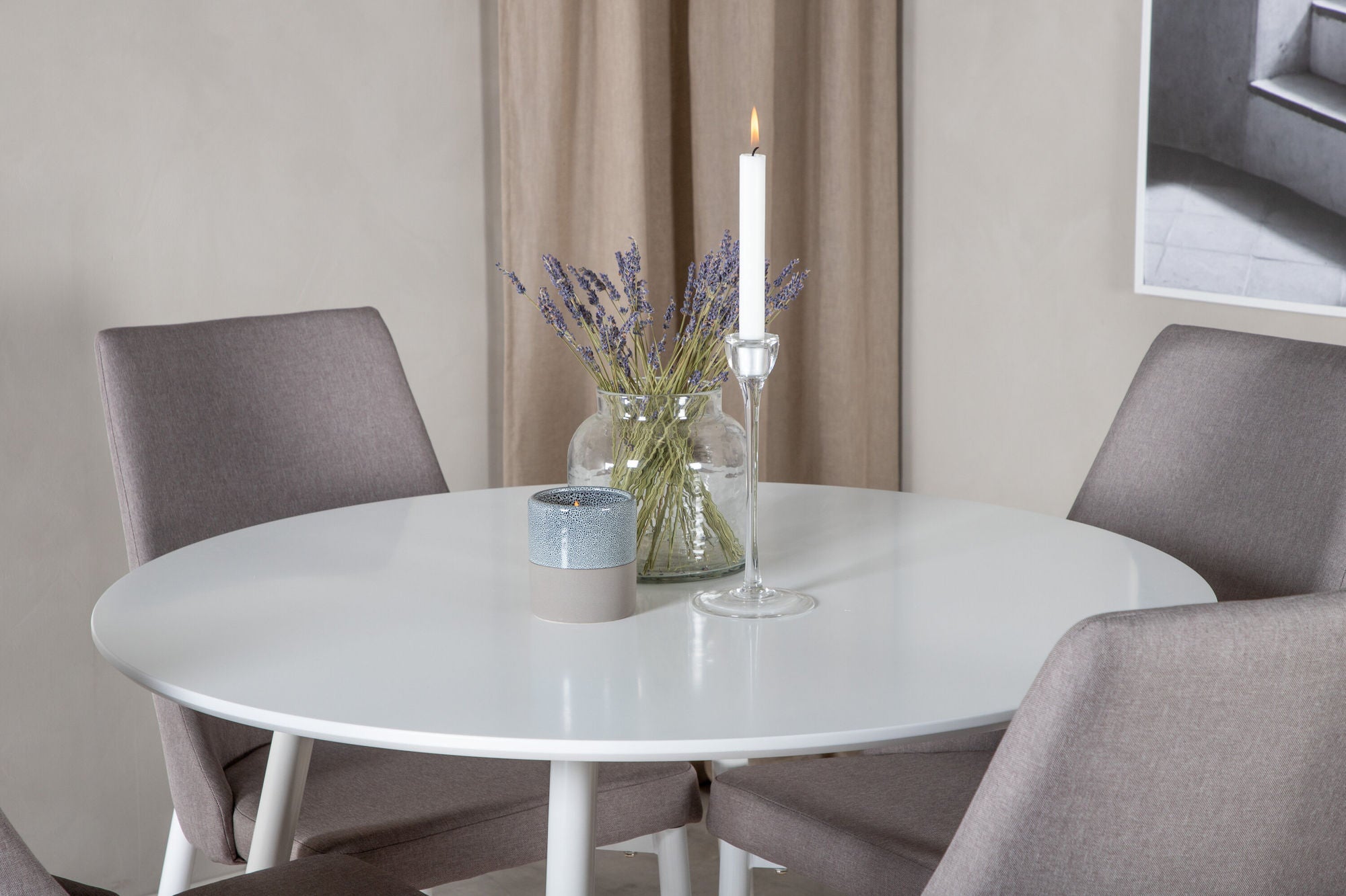 Venture Home Plaza rund bord 100 cm - White top / White Legs +Leone 2.0 Polar Grey - White Legs _4