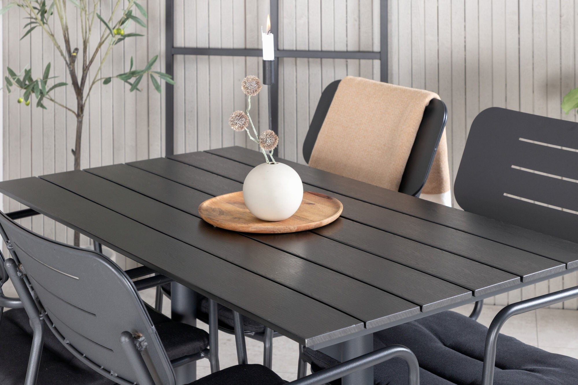 Venture Home Denver 70*120 Black/Black+Nicke Dining chair w. armrest - Black Steel_4