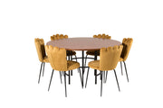 Venture Home Copenhagen - spisebord round - Brown / Black+Limhamn Light - stol - Gold Velvet_6