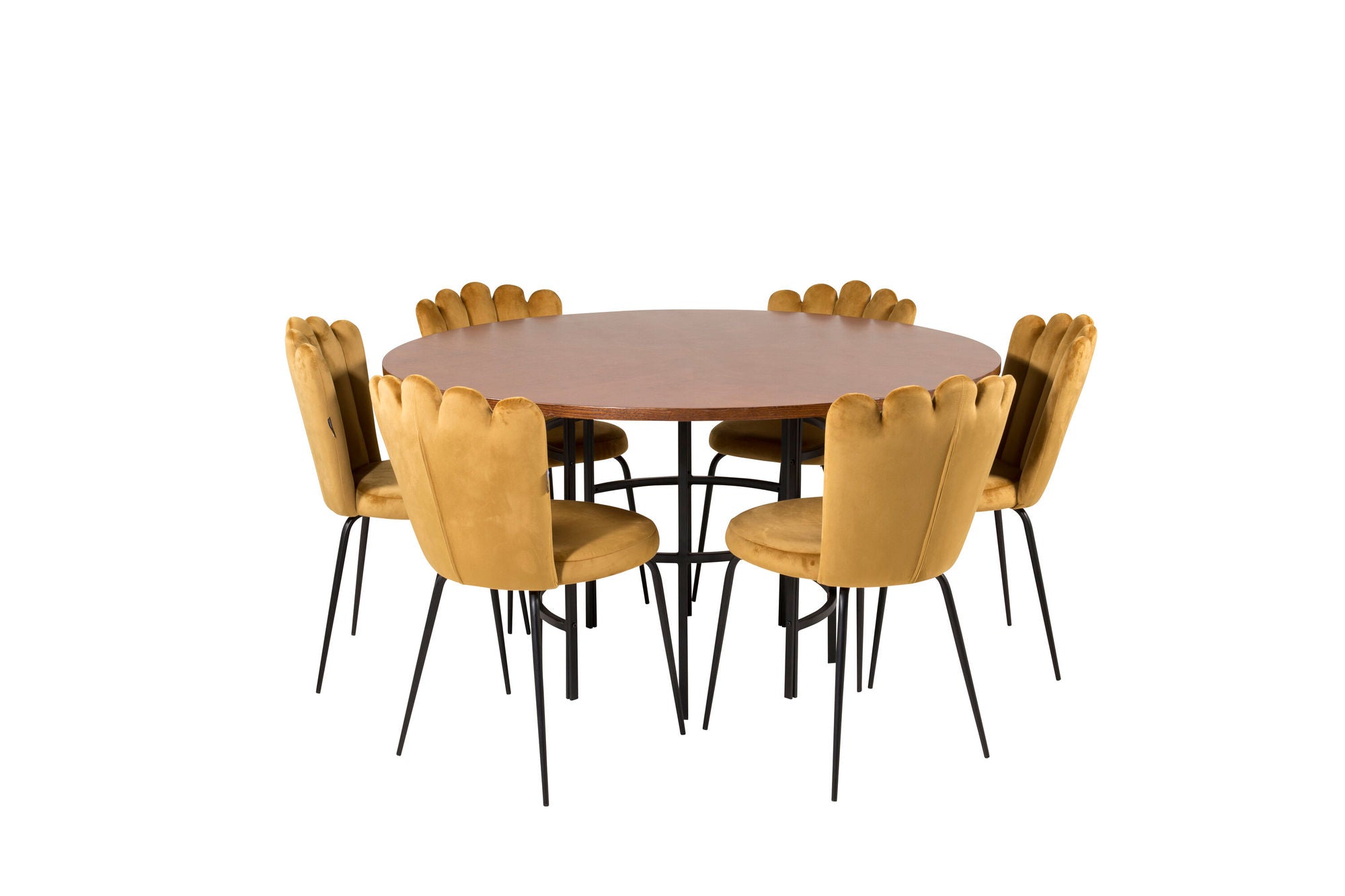 Venture Home Copenhagen - spisebord round - Brown / Black+Limhamn Light - stol - Gold Velvet_6