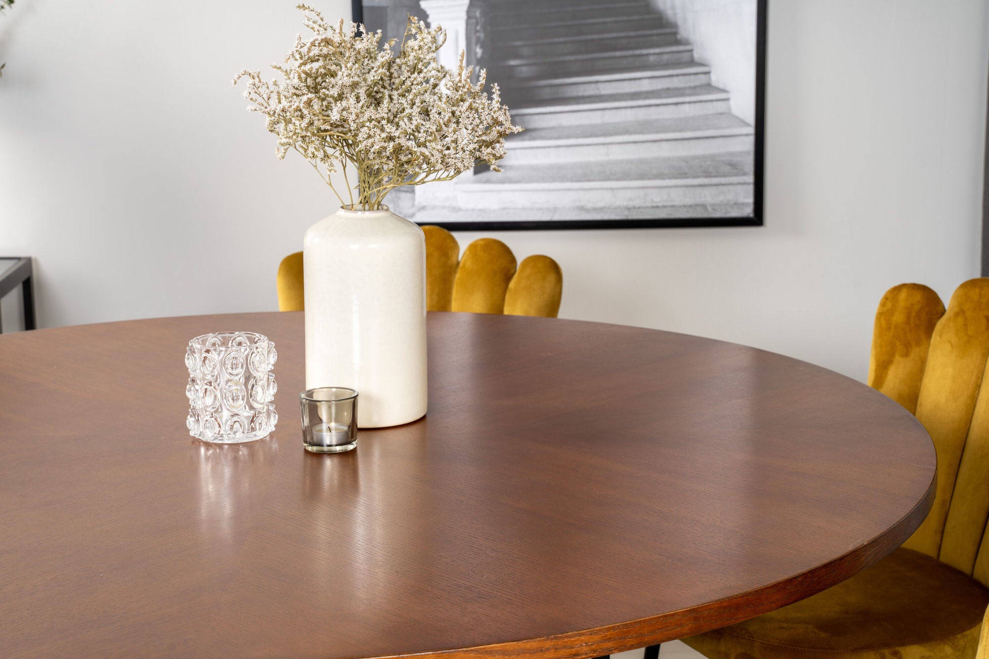 Venture Home Copenhagen - spisebord round - Brown / Black+Limhamn Light - stol - Gold Velvet_6