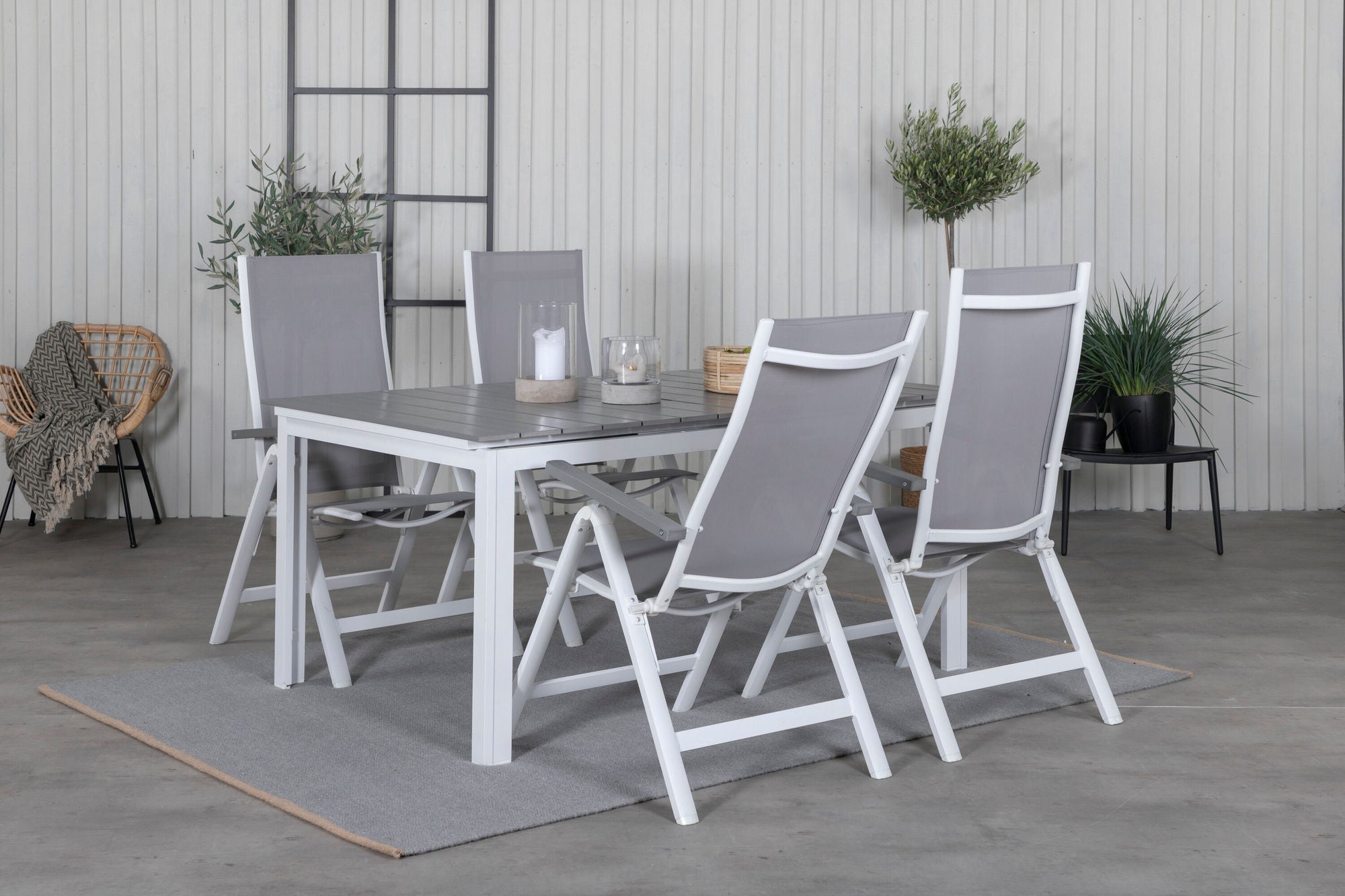 Venture Home Levels bord 160/240 - White/Grey+Albany Light 5-pos white alu / Grey Textilene_4