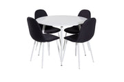 Venture Home Plaza rund bord 100 cm - White top / White Legs+Polar Spisebordsstol - White Legs - Black Fabric_4