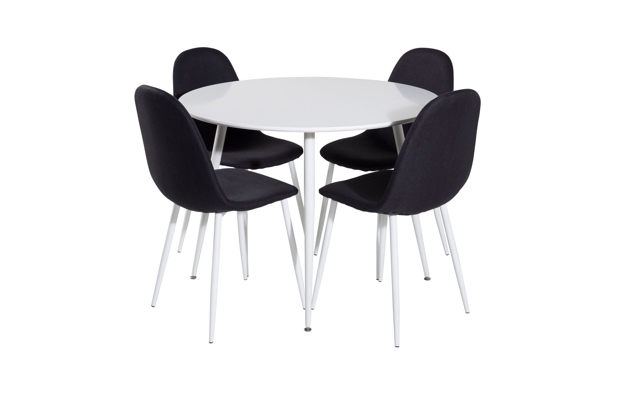 Venture Home Plaza rund bord 100 cm - White top / White Legs+Polar Spisebordsstol - White Legs - Black Fabric_4