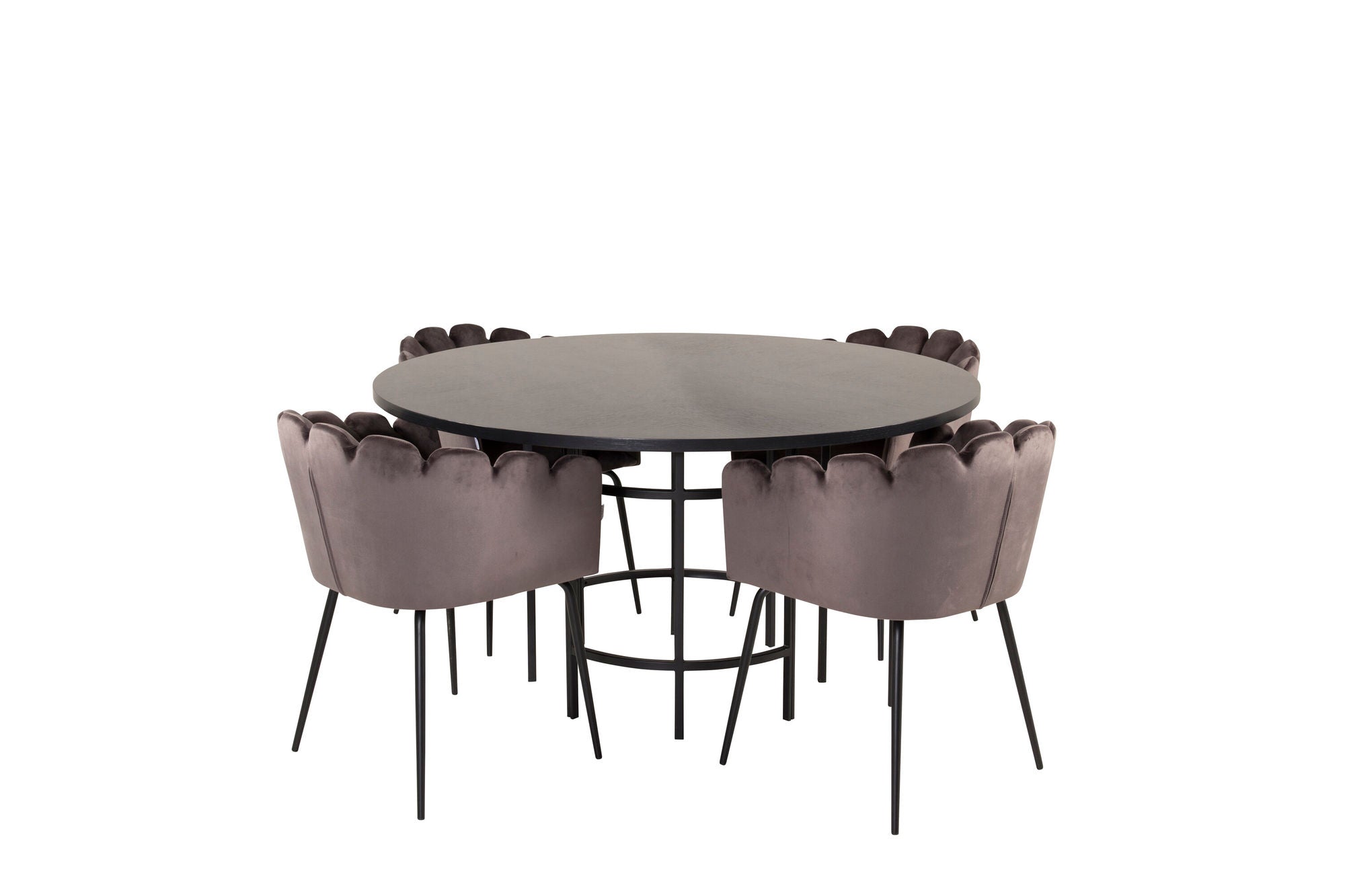 Venture Home Copenhagen - spisebord round - Black / Black+Limhamn - stol - Grey Velvet_4