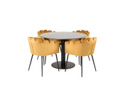Venture Home Estelle runt Matbord - Svart / Svart marmor - ø106*H75+Limhamn - stol - Gold Velvet_4