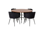 Venture Home Copenhagen - spisebord round - Brown / Black+Limhamn - stol - Black Velvet_4