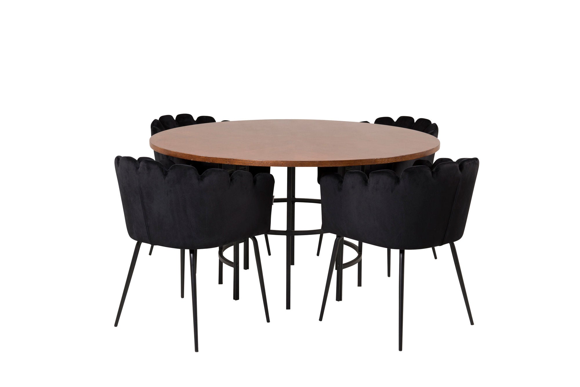 Venture Home Copenhagen - spisebord round - Brown / Black+Limhamn - stol - Black Velvet_4