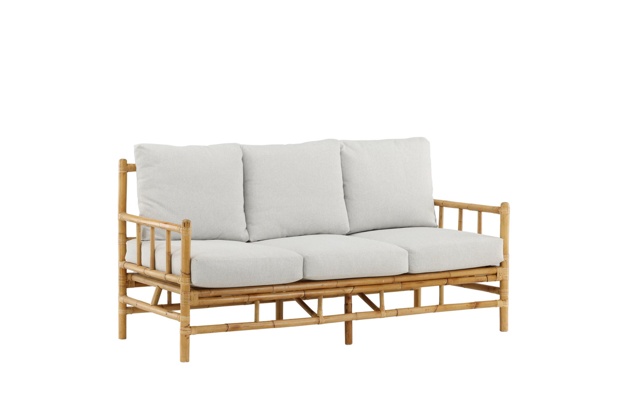 Venture Home Cane 3-seat sofa - Bamboo / Grey Cushion