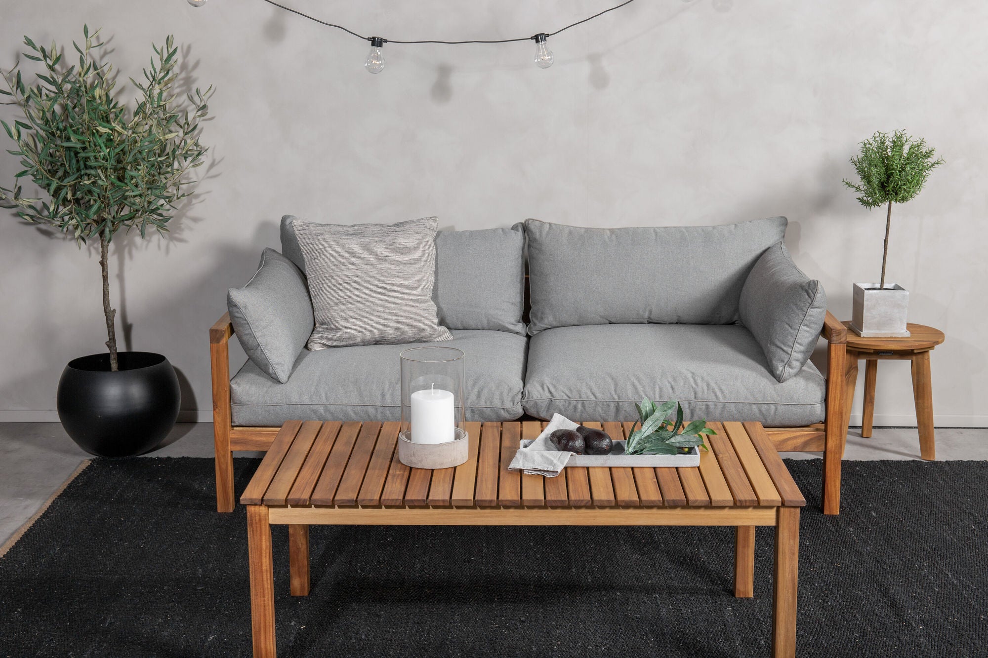 Venture Home Marion Double Sofa bænk - Grey Fabric / Acacia
