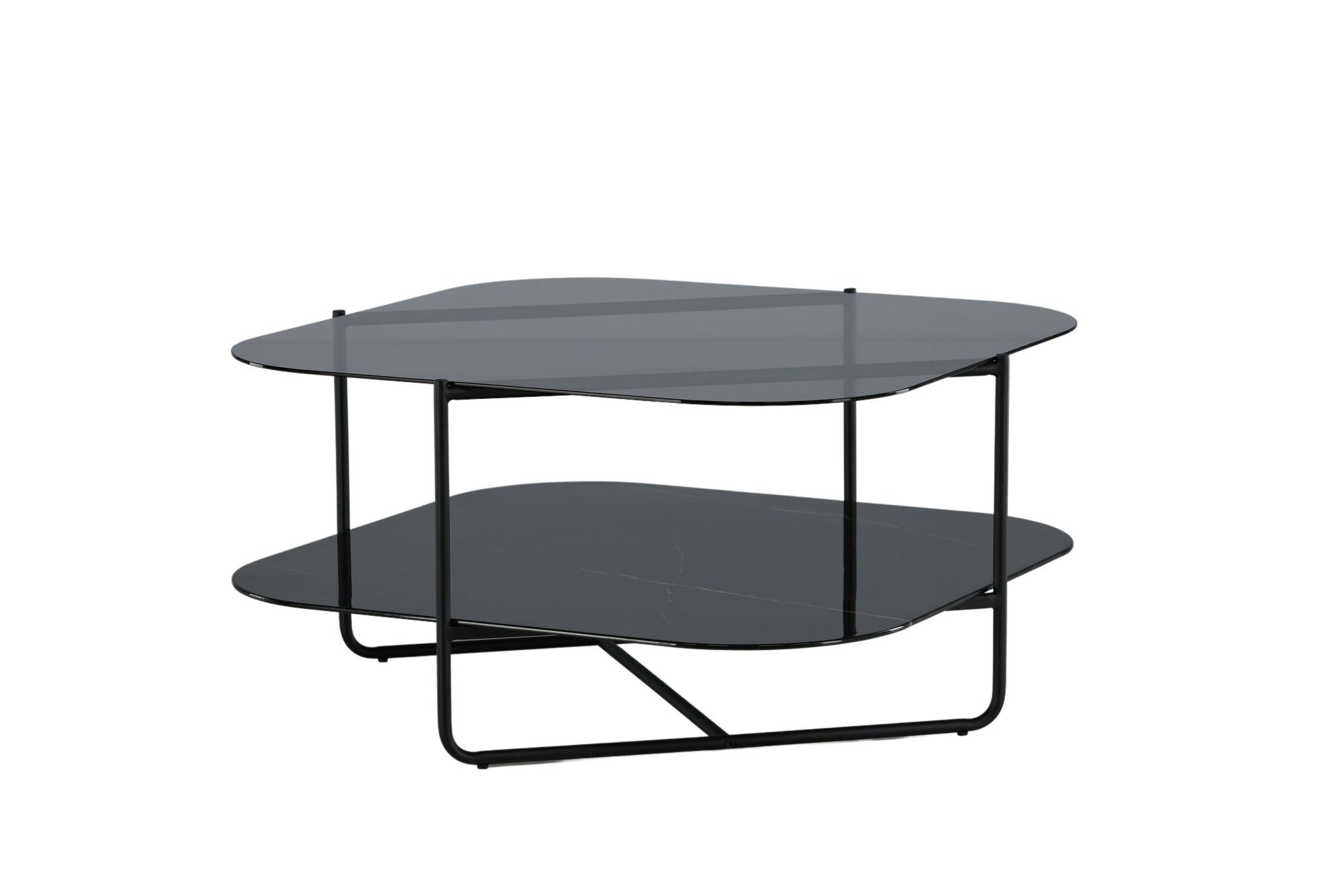 Venture Home un-line Sofa bord Black/Smoked Glass/black Glass Marble