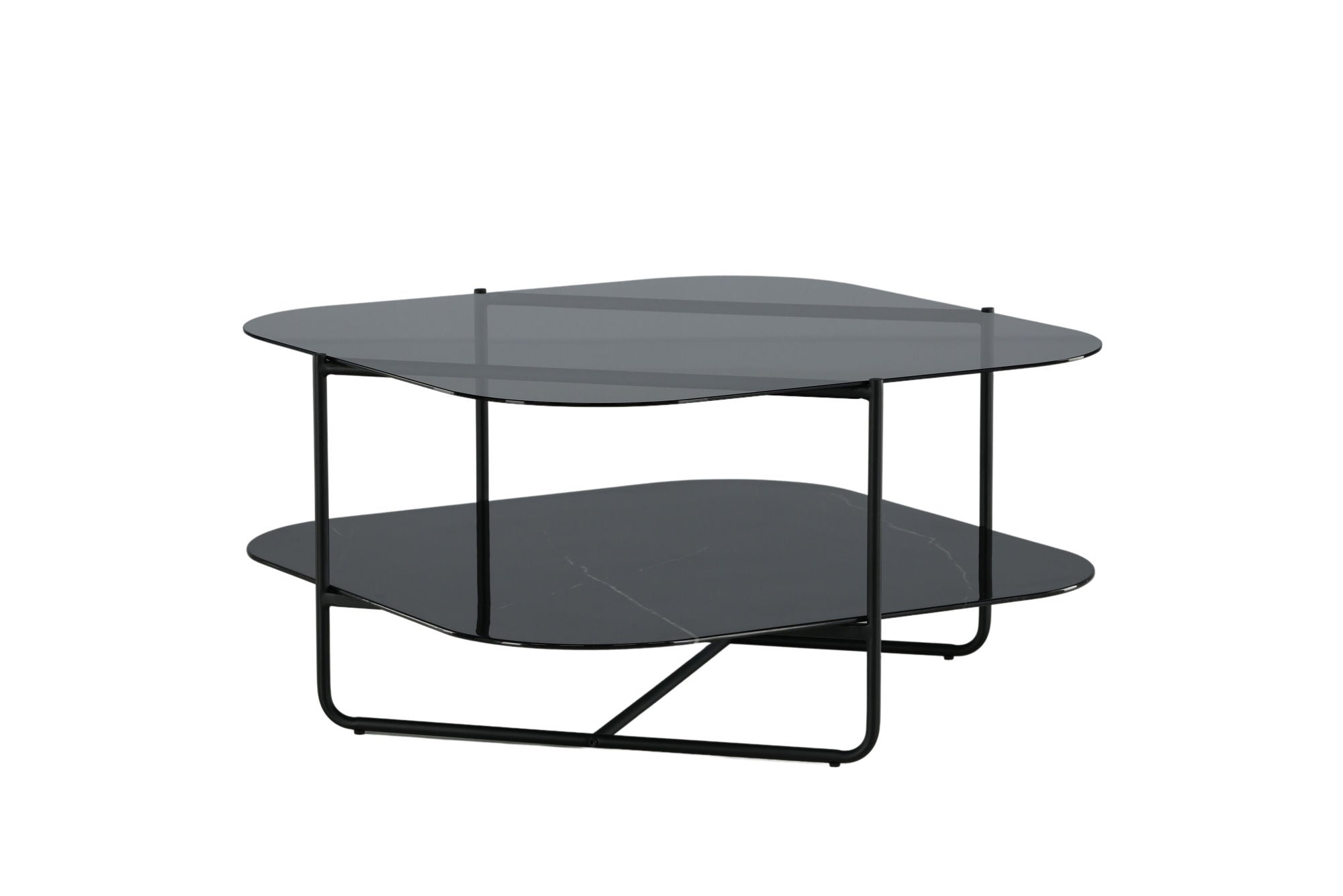 Venture Home un-line Sofa bord Black/Smoked Glass/black Glass Marble