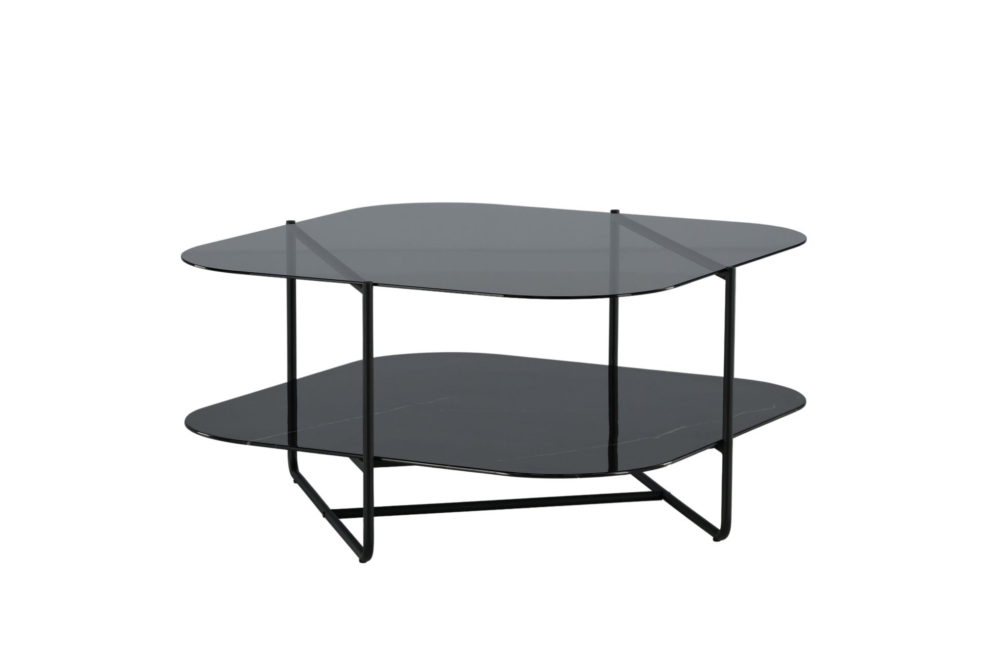 Venture Home un-line Sofa bord Black/Smoked Glass/black Glass Marble