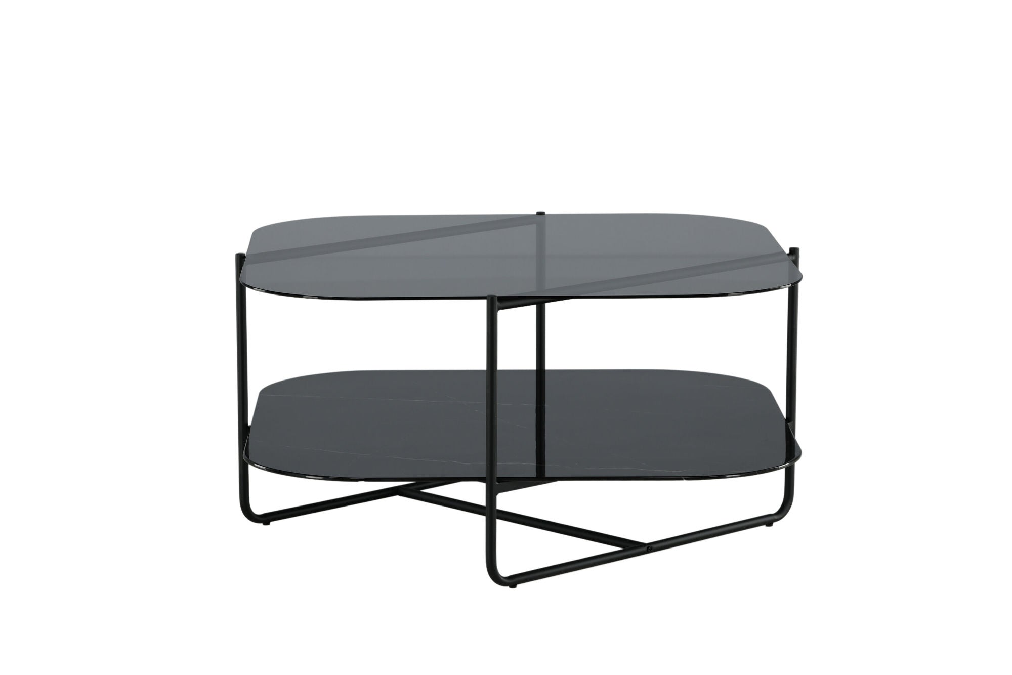 Venture Home un-line Sofa bord Black/Smoked Glass/black Glass Marble