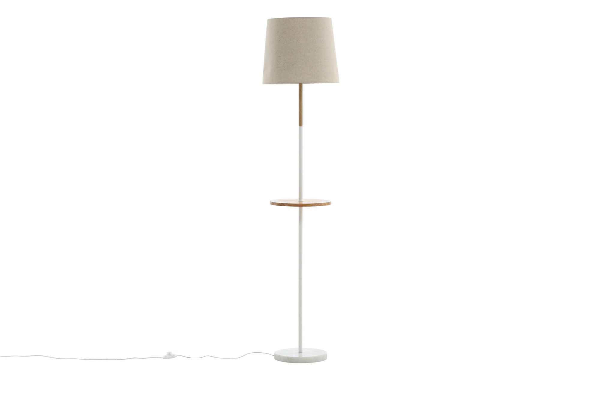 Venture Home Hattman -Floor lampe - White / Wood / Marble /Linen
