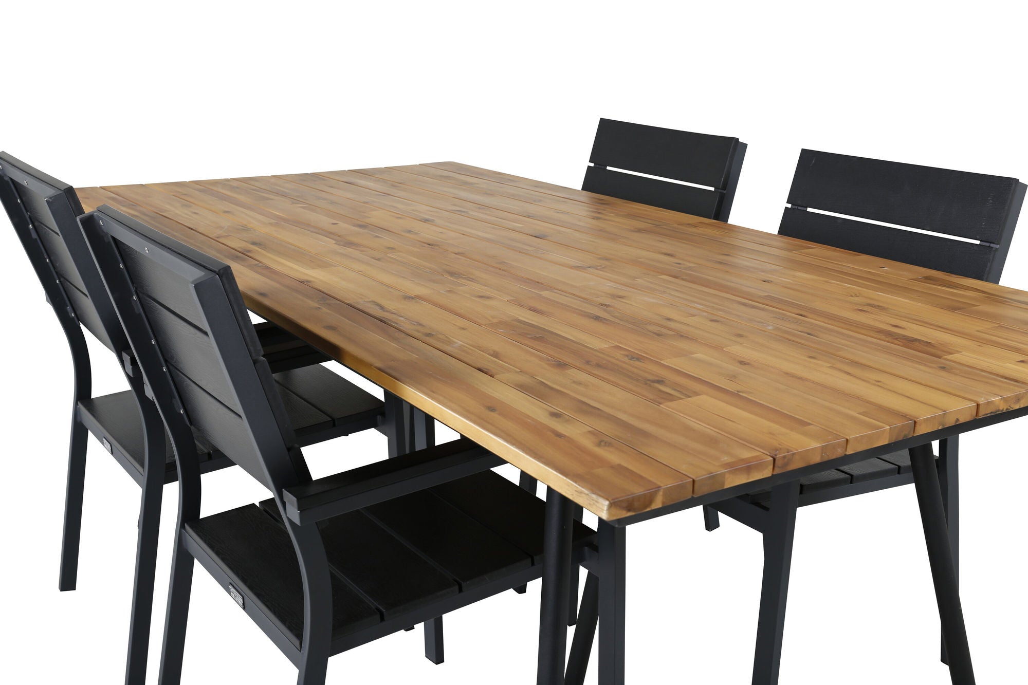 Venture Home Chan spisebord - Black Steel / Acacia (teak look) - 200cm+Levels stol (stackable) - Black Alu / Black Aintwood_4