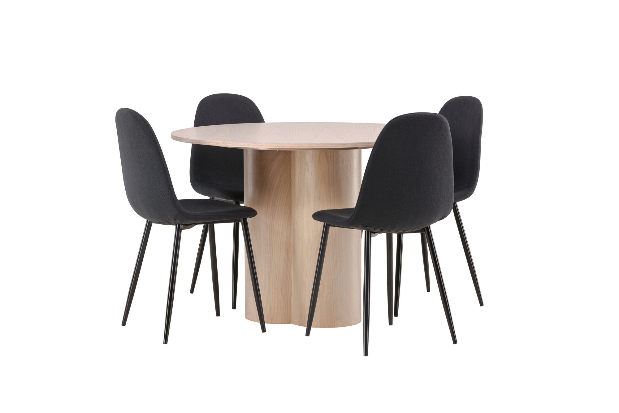 Venture Home OliviaDiningbord-WhiteWashVeneer+PolarDiningstol-BlackLegs-BlackFabric_4