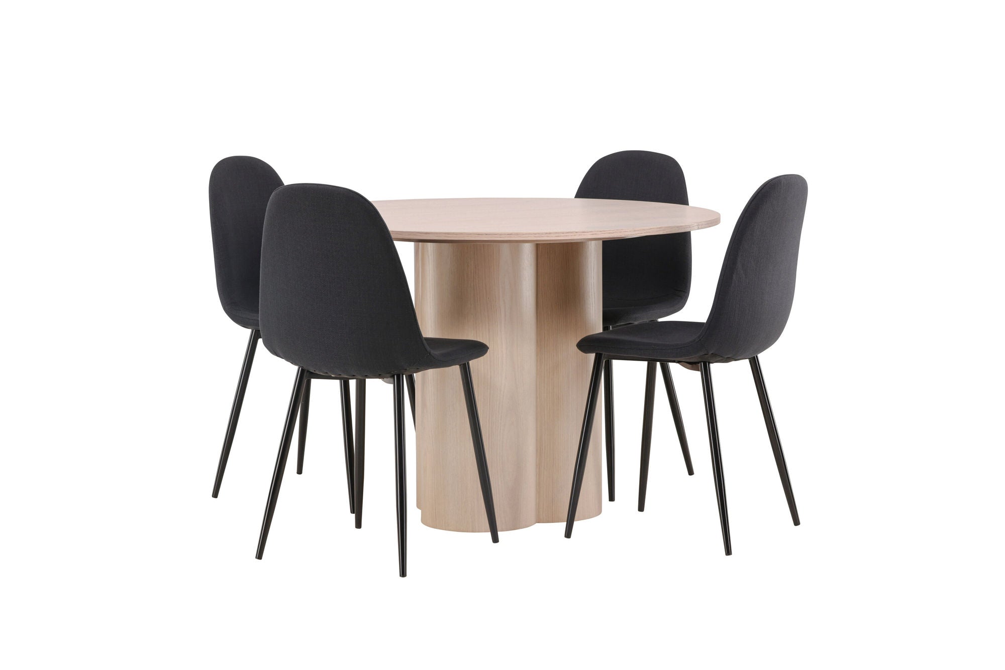 Venture Home OliviaDiningbord-WhiteWashVeneer+PolarDiningstol-BlackLegs-BlackFabric_4