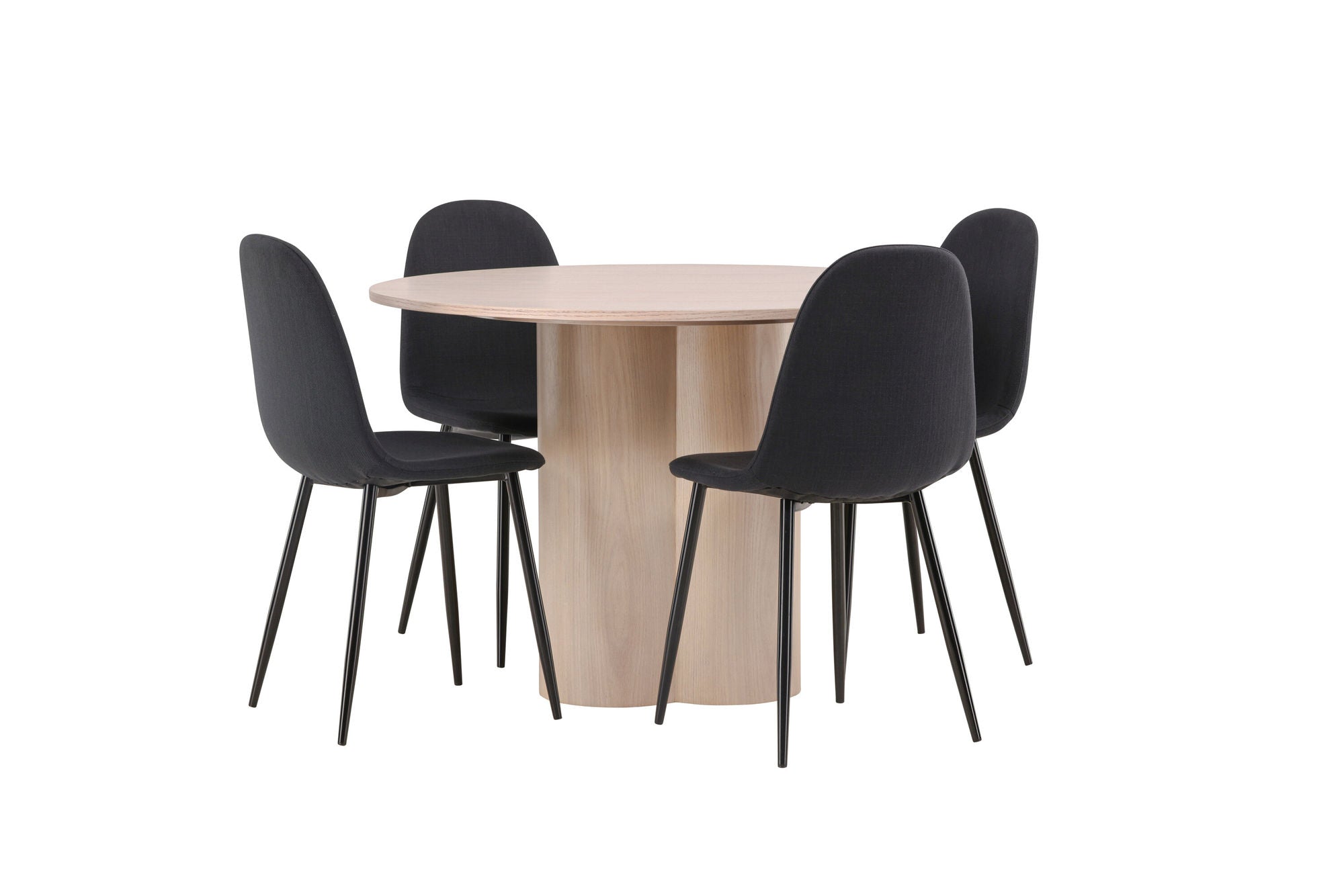 Venture Home OliviaDiningbord-WhiteWashVeneer+PolarDiningstol-BlackLegs-BlackFabric_4