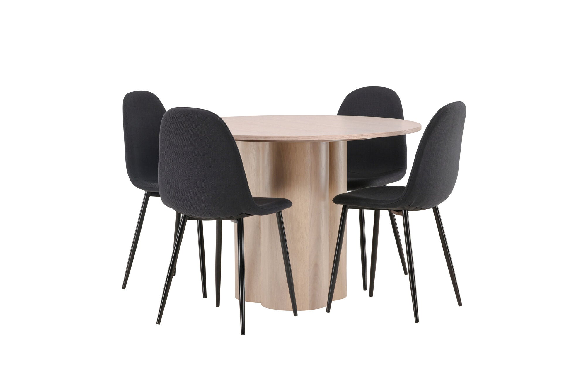 Venture Home OliviaDiningbord-WhiteWashVeneer+PolarDiningstol-BlackLegs-BlackFabric_4