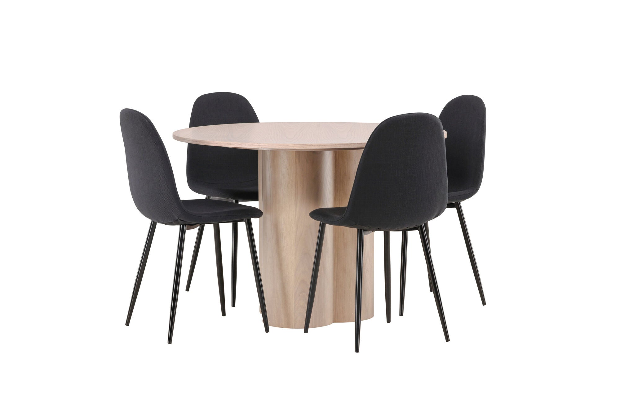 Venture Home OliviaDiningbord-WhiteWashVeneer+PolarDiningstol-BlackLegs-BlackFabric_4