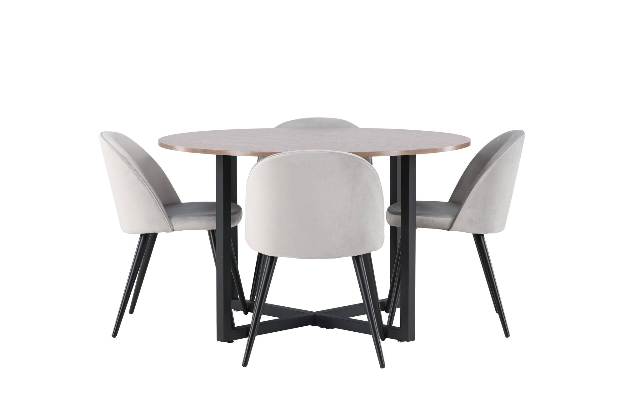 Venture Home Durango spisebord - Black / Walnut MDF +Velvet Spisebordsstol - Light Grey / Black _4