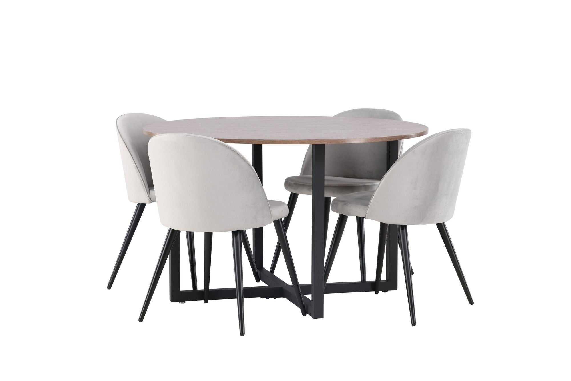 Venture Home Durango spisebord - Black / Walnut MDF +Velvet Spisebordsstol - Light Grey / Black _4
