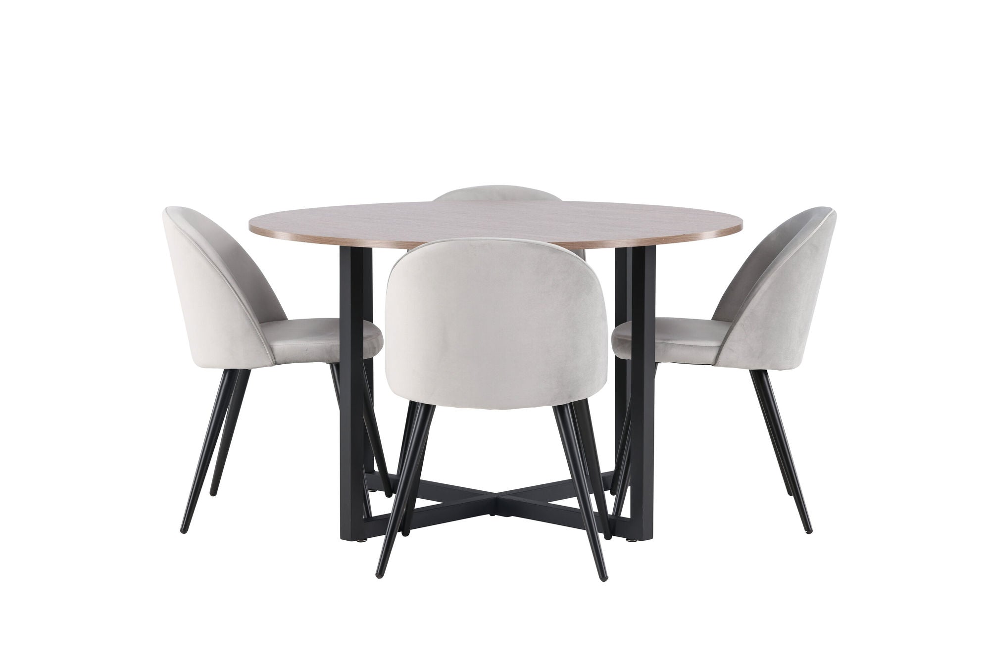 Venture Home Durango spisebord - Black / Walnut MDF +Velvet Spisebordsstol - Light Grey / Black _4