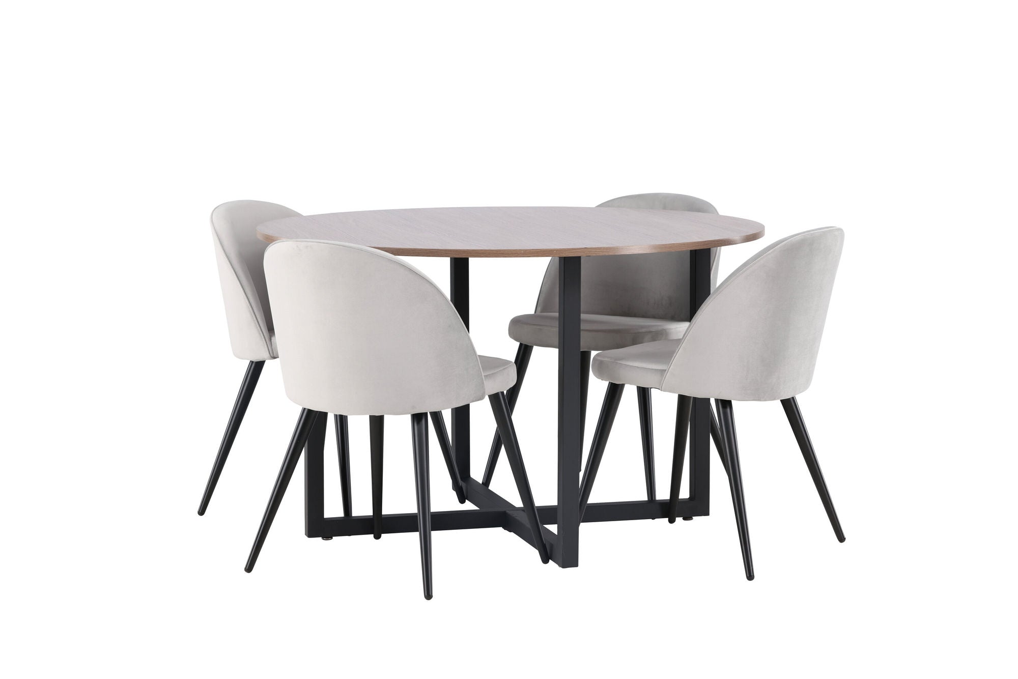 Venture Home Durango spisebord - Black / Walnut MDF +Velvet Spisebordsstol - Light Grey / Black _4