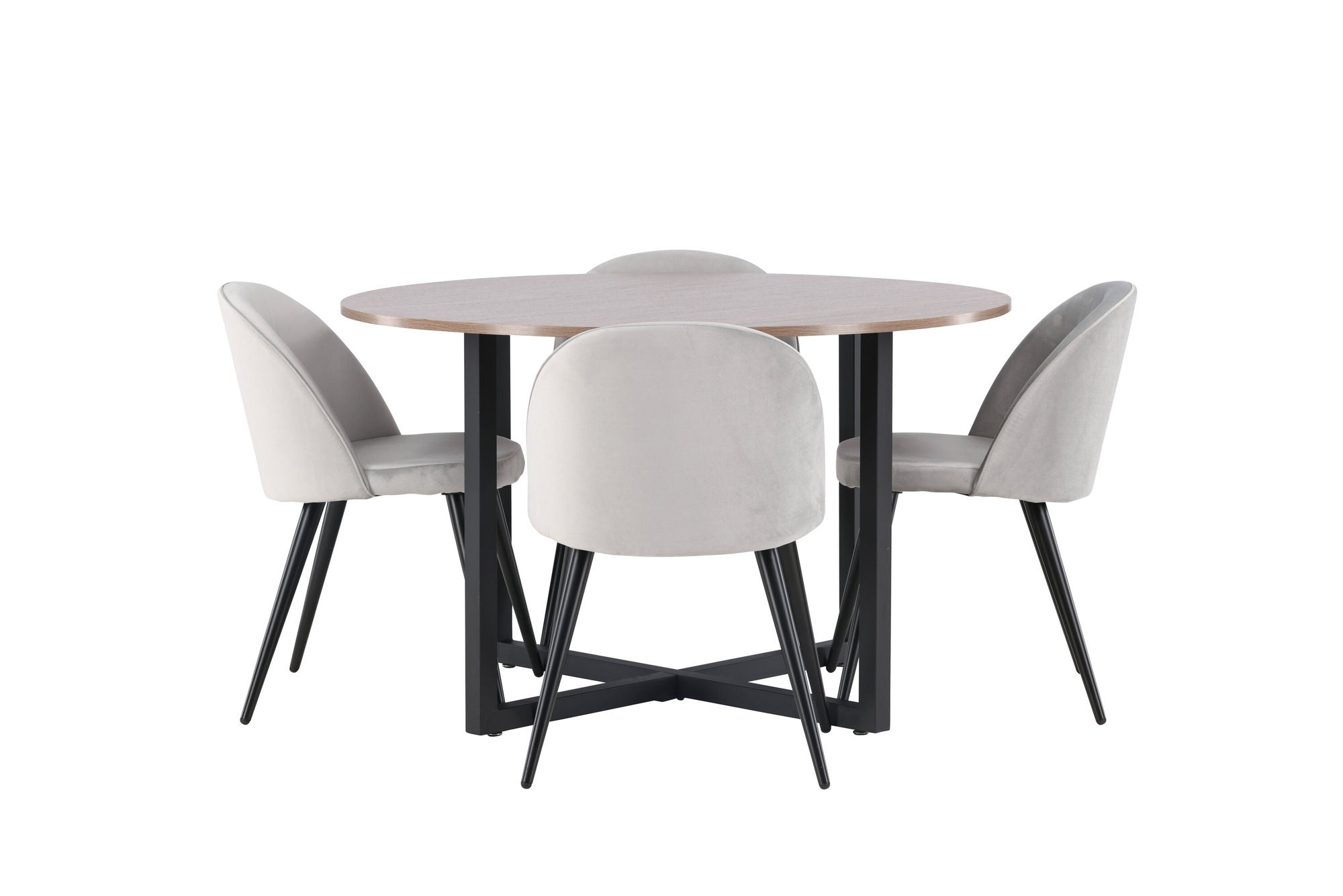 Venture Home Durango spisebord - Black / Walnut MDF +Velvet Spisebordsstol - Light Grey / Black _4