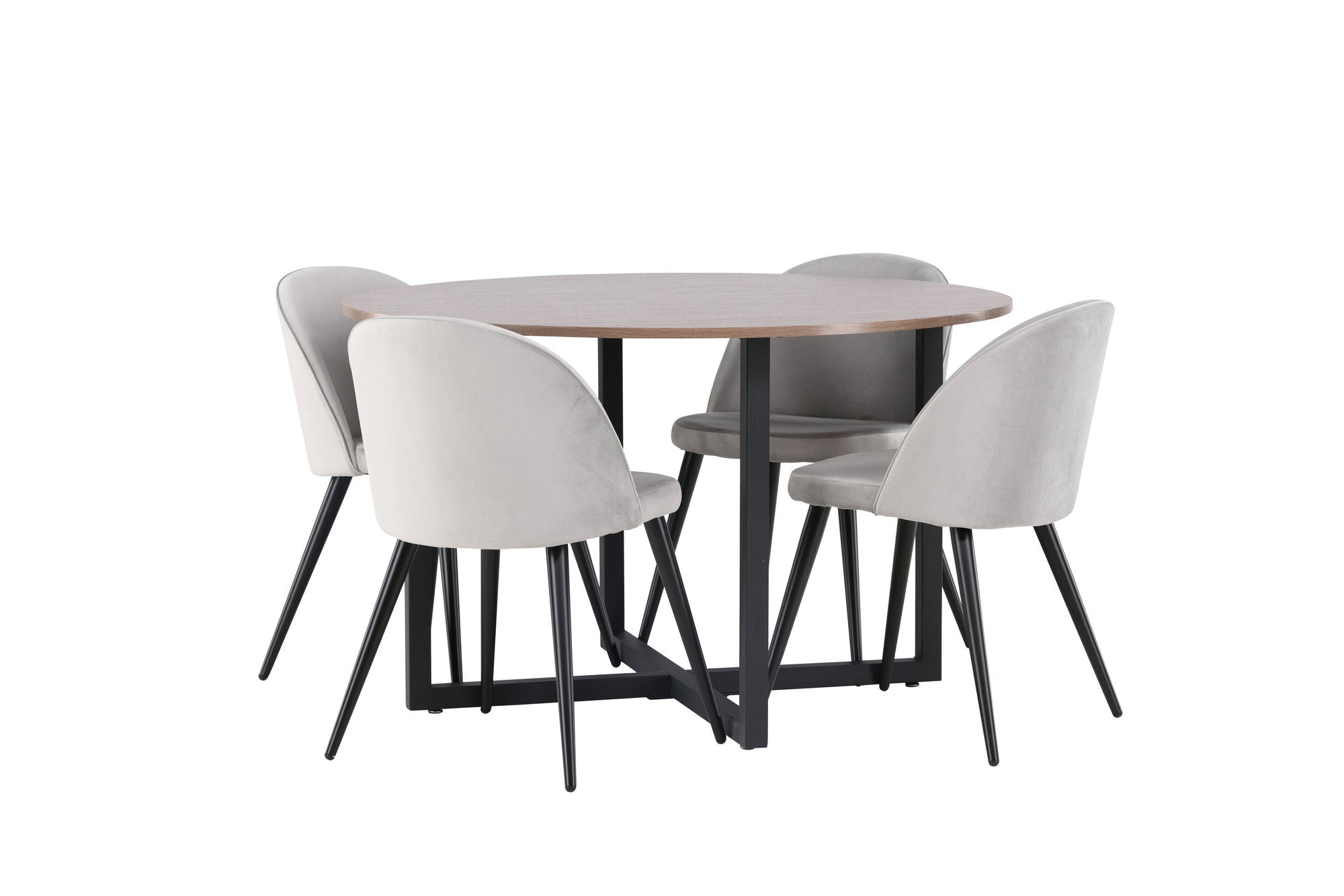 Venture Home Durango spisebord - Black / Walnut MDF +Velvet Spisebordsstol - Light Grey / Black _4