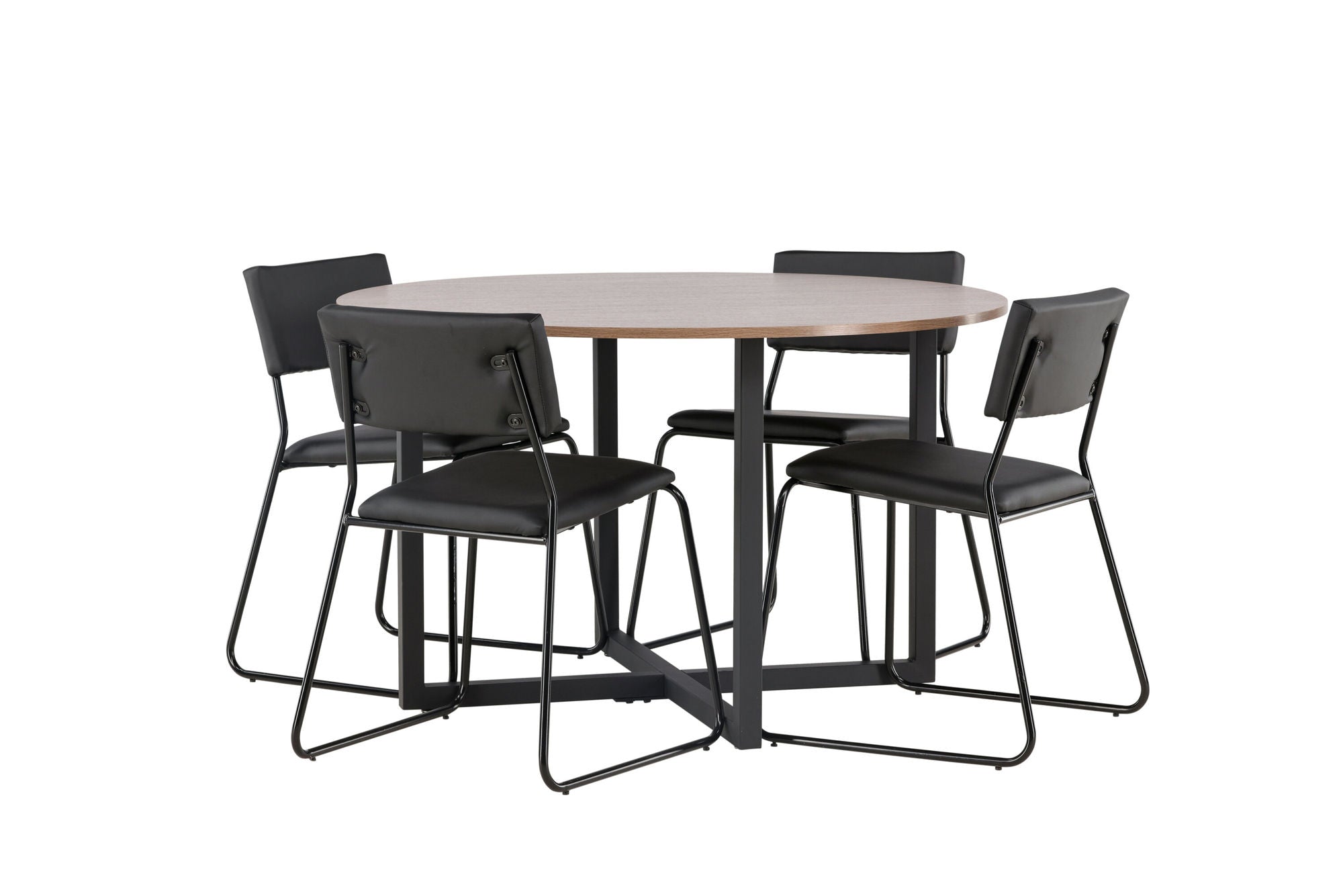 Venture Home Durango spisebord - Black / Walnut MDF +Kenth stol - Black / Black PU _4