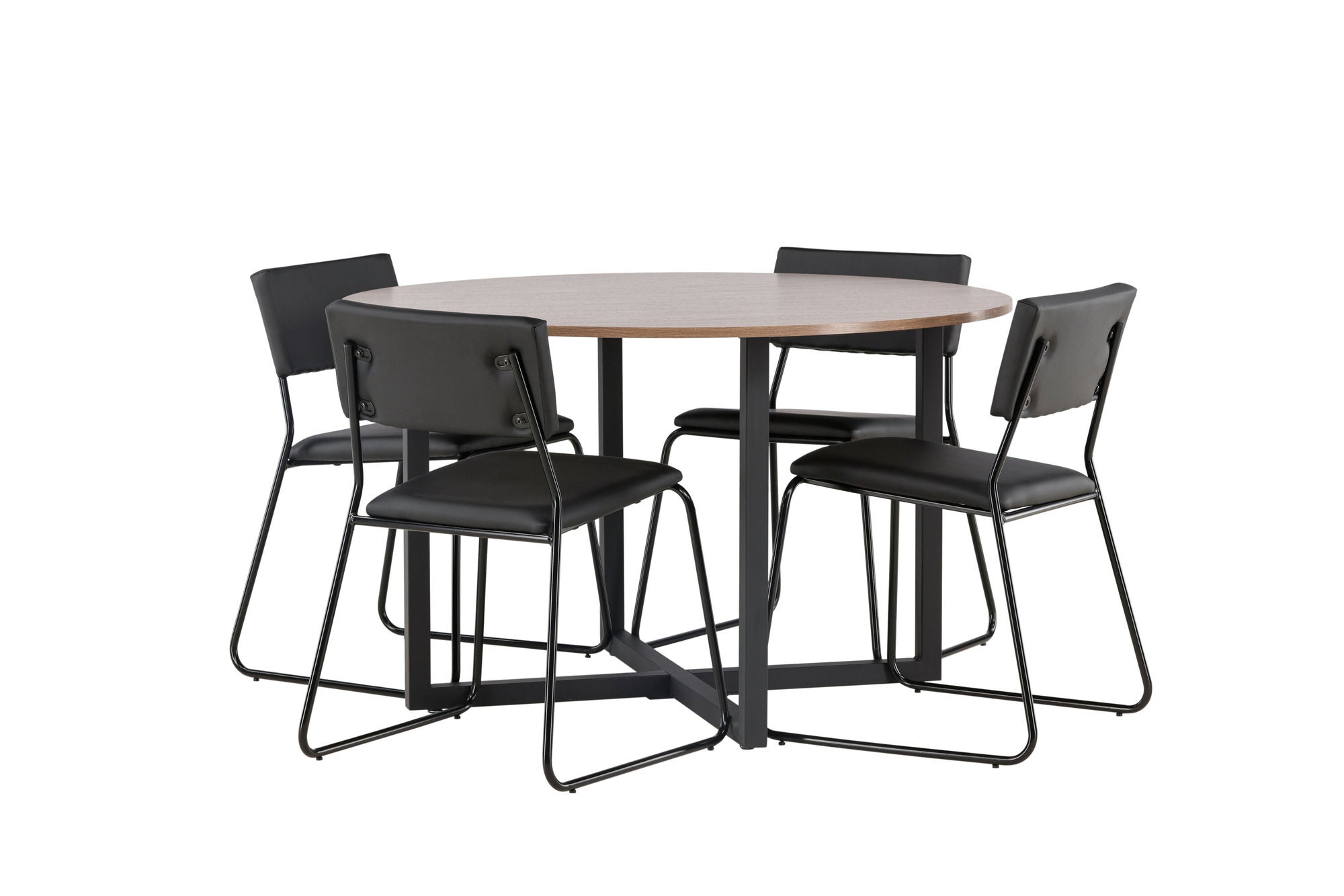 Venture Home Durango spisebord - Black / Walnut MDF +Kenth stol - Black / Black PU _4