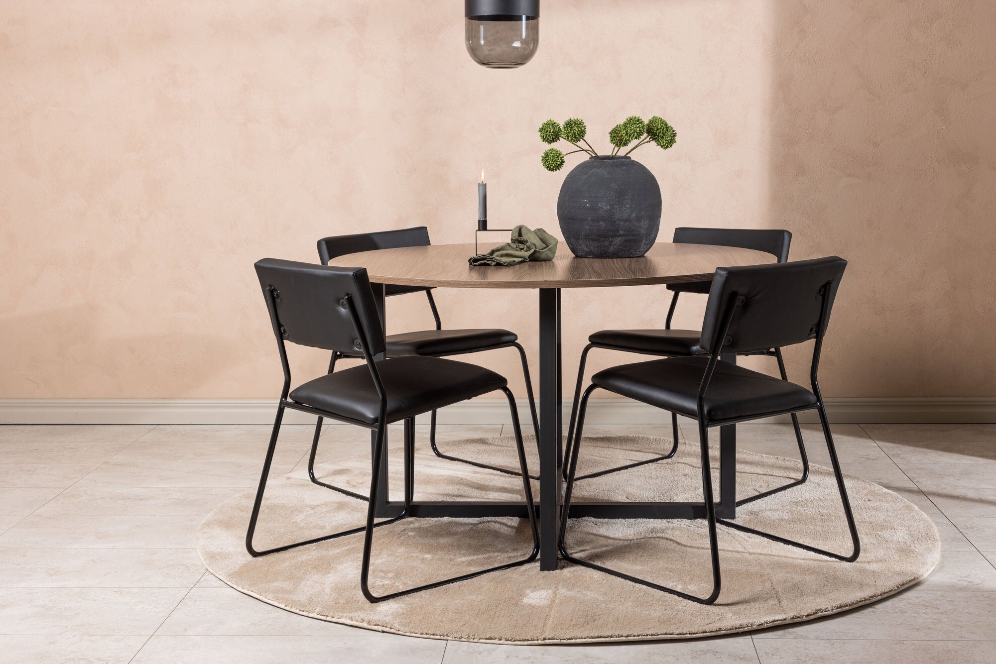 Venture Home Durango spisebord - Black / Walnut MDF +Kenth stol - Black / Black PU _4
