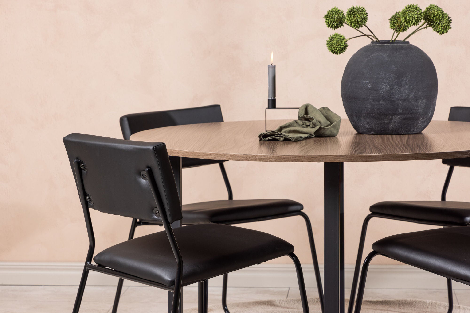 Venture Home Durango spisebord - Black / Walnut MDF +Kenth stol - Black / Black PU _4