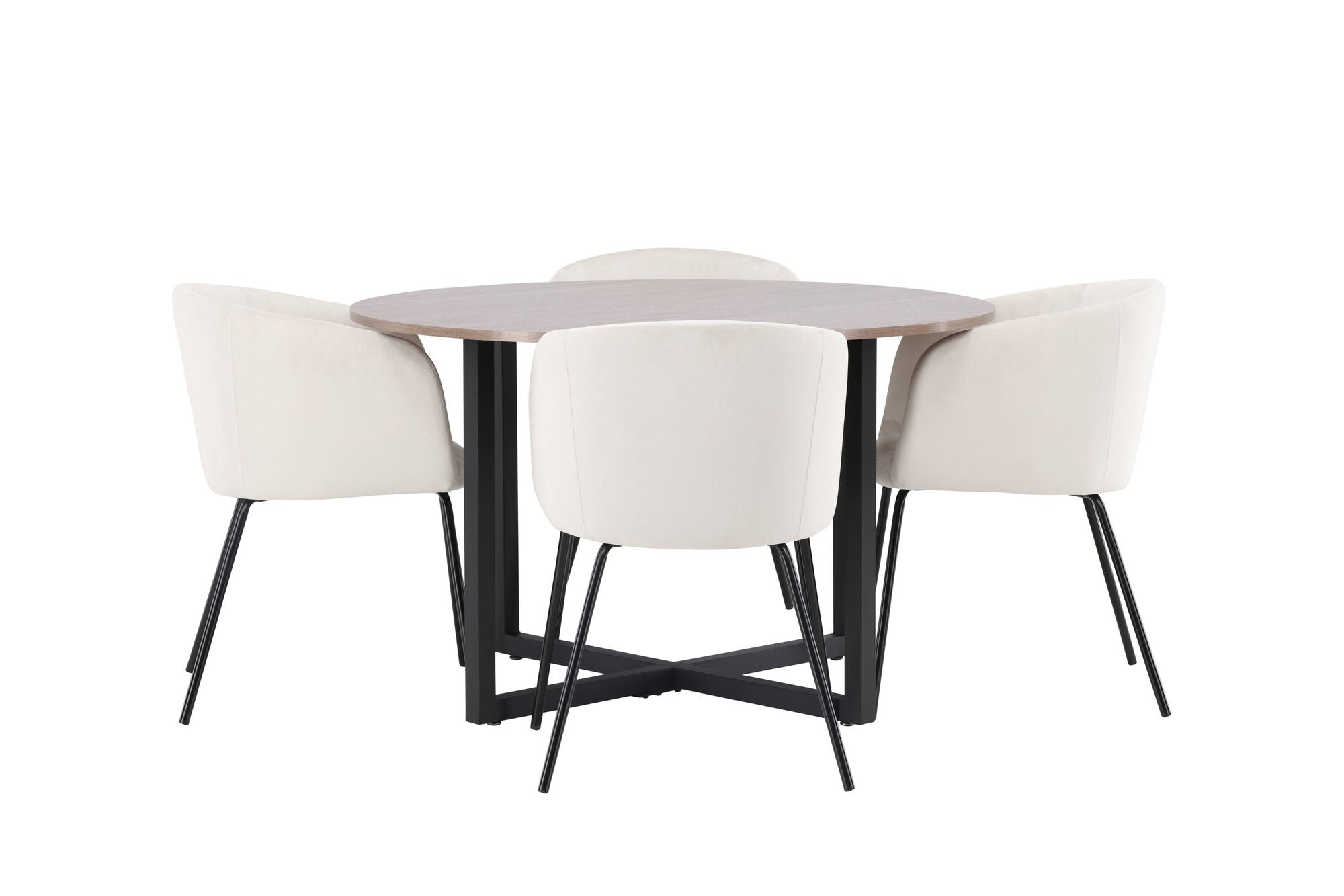 Venture Home Durango spisebord - Black / Walnut MDF +Berit stol - Black / Beige Velvet _4