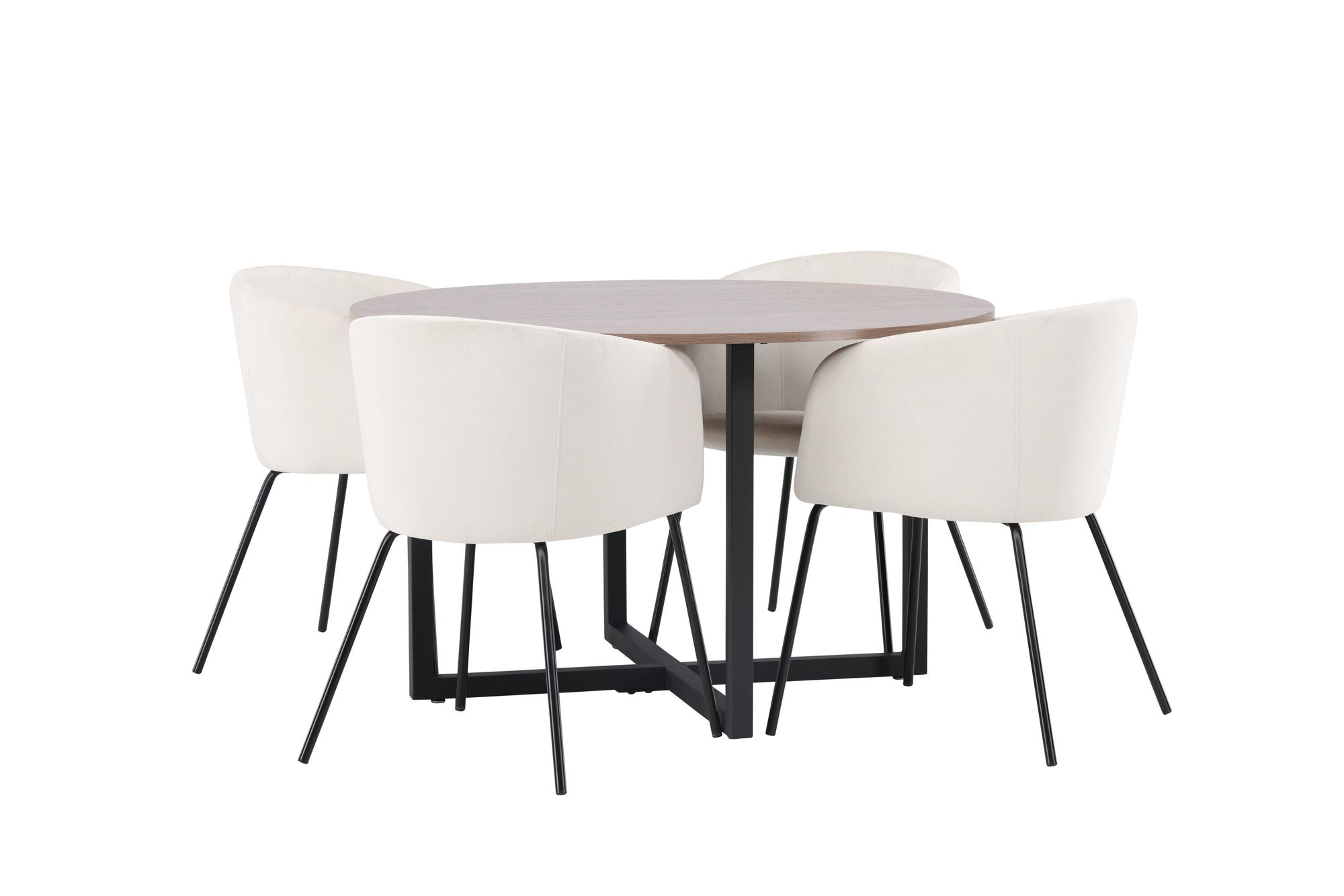 Venture Home Durango spisebord - Black / Walnut MDF +Berit stol - Black / Beige Velvet _4
