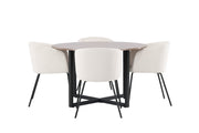 Venture Home Durango spisebord - Black / Walnut MDF +Berit stol - Black / Beige Velvet _4