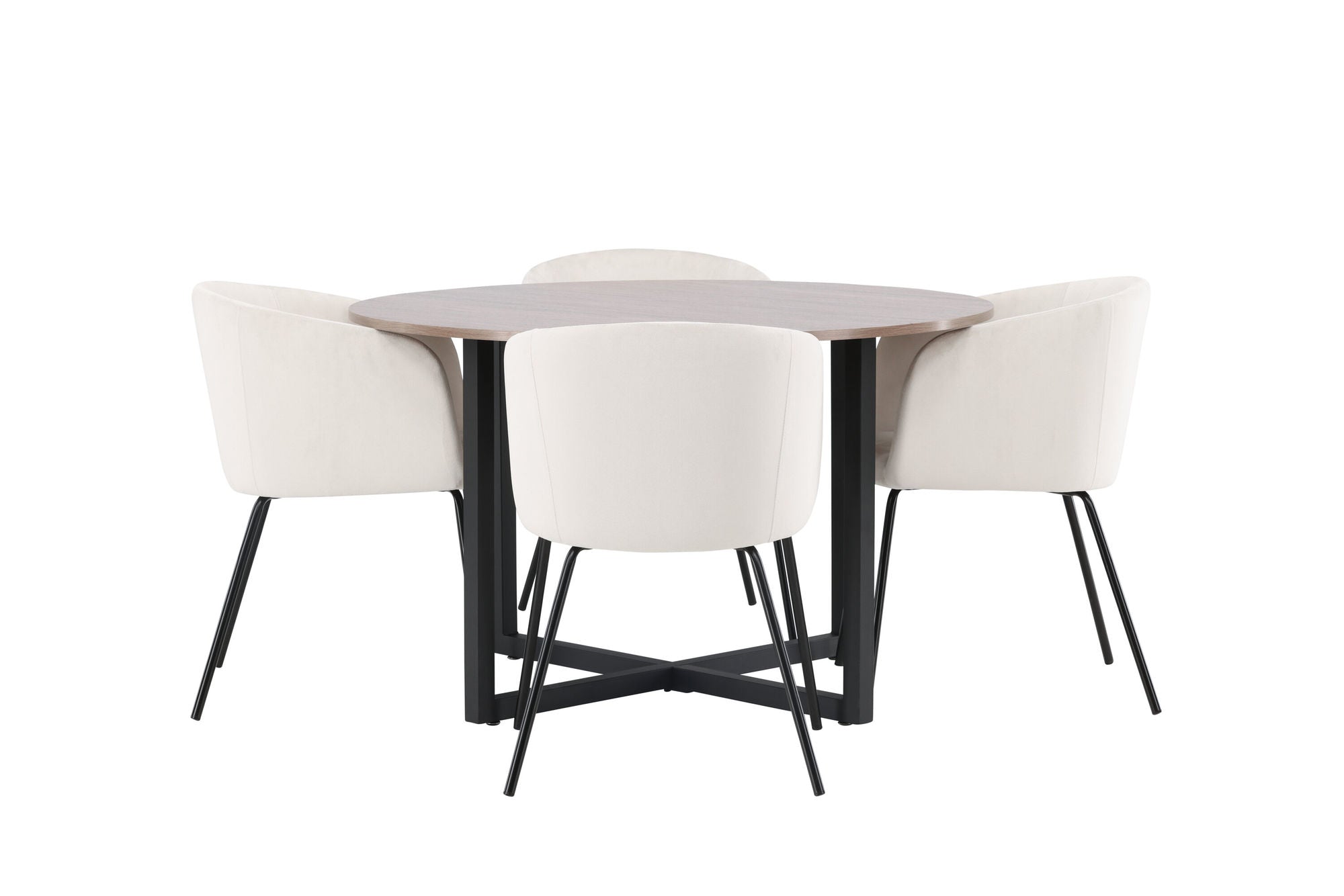 Venture Home Durango spisebord - Black / Walnut MDF +Berit stol - Black / Beige Velvet _4