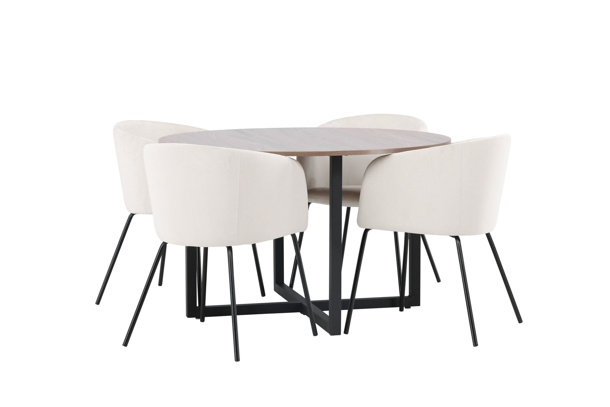 Venture Home Durango spisebord - Black / Walnut MDF +Berit stol - Black / Beige Velvet _4