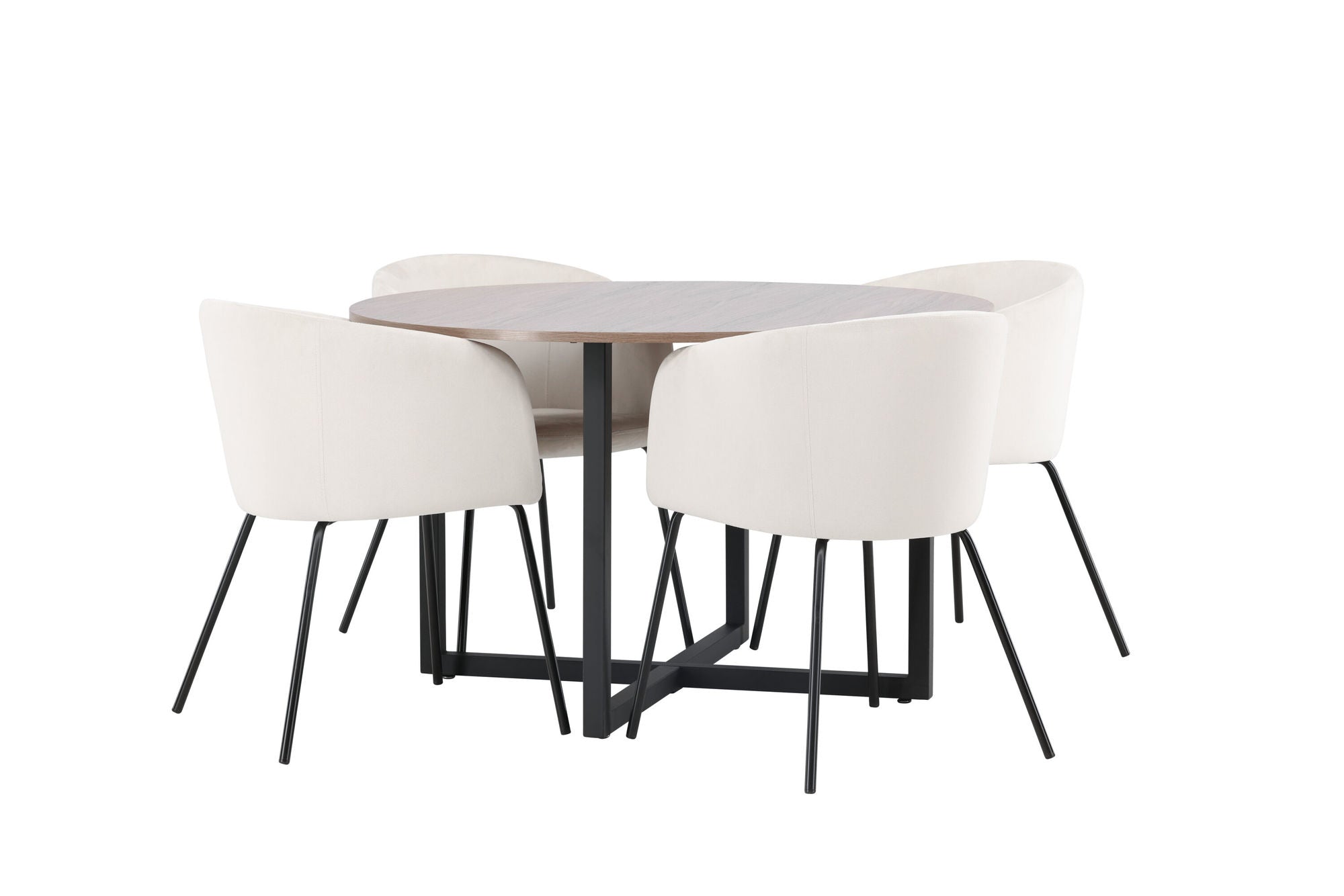 Venture Home Durango spisebord - Black / Walnut MDF +Berit stol - Black / Beige Velvet _4