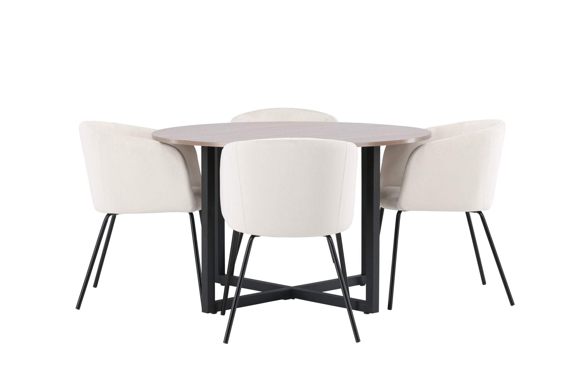 Venture Home Durango spisebord - Black / Walnut MDF +Berit stol - Black / Beige Velvet _4