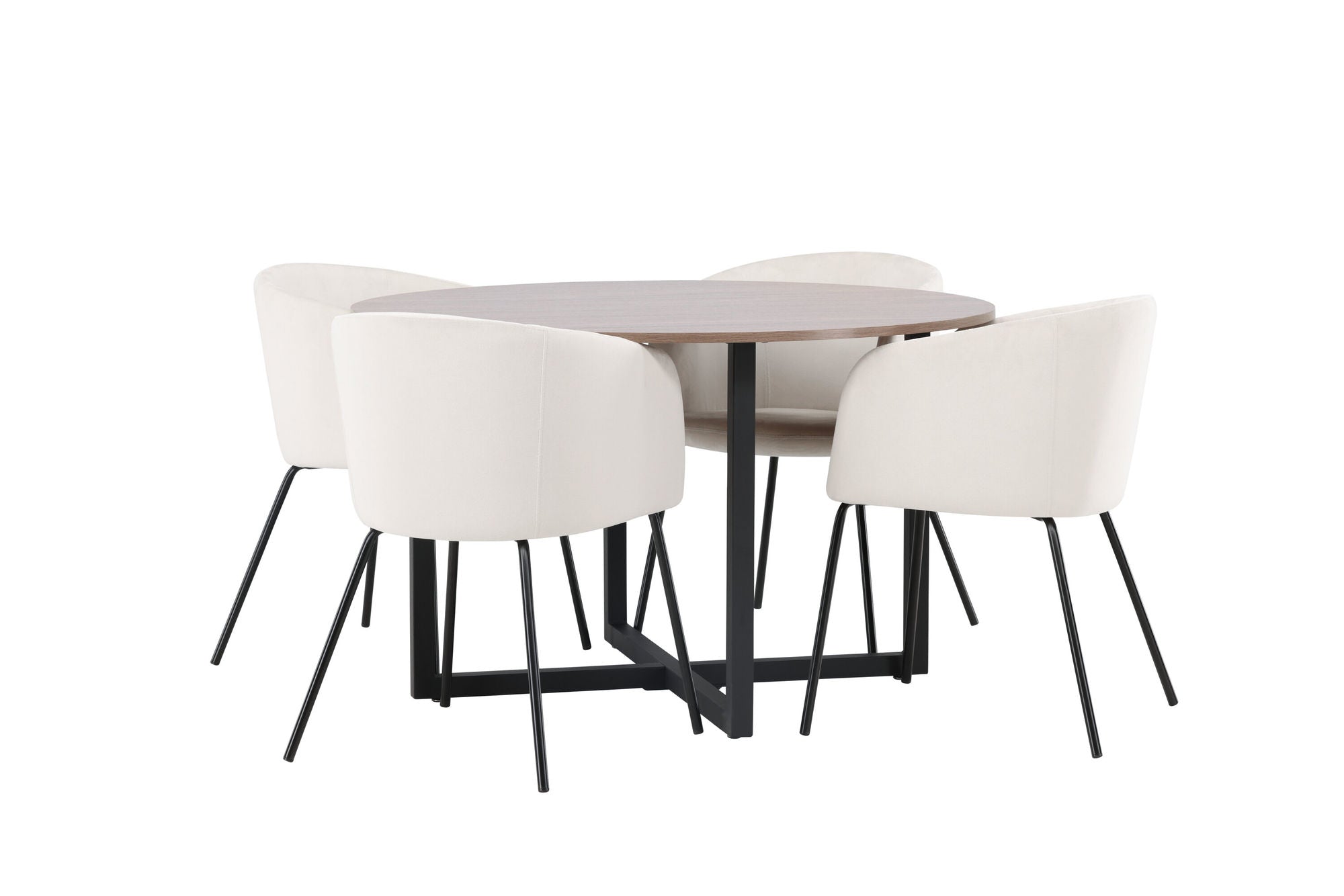 Venture Home Durango spisebord - Black / Walnut MDF +Berit stol - Black / Beige Velvet _4