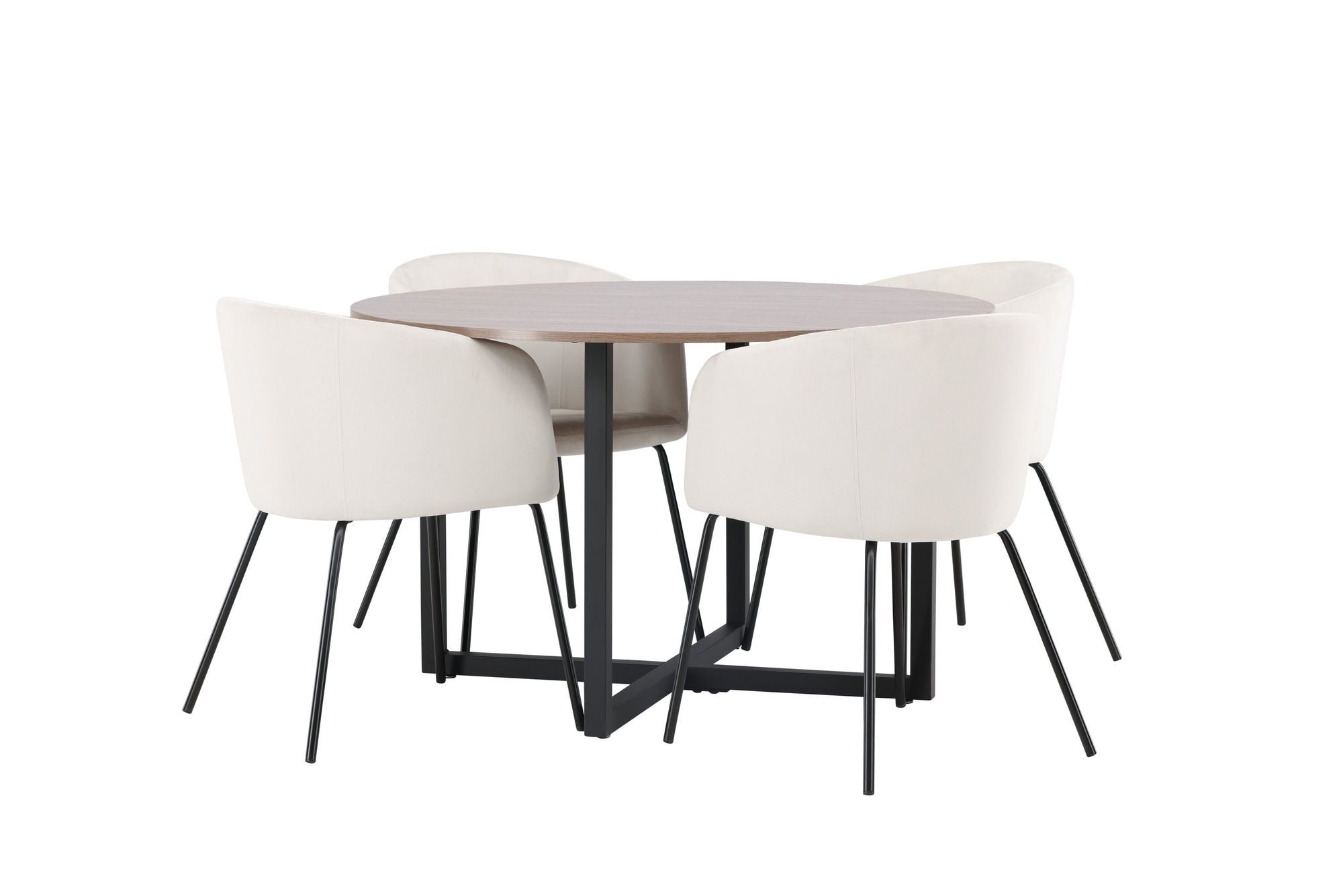 Venture Home Durango spisebord - Black / Walnut MDF +Berit stol - Black / Beige Velvet _4