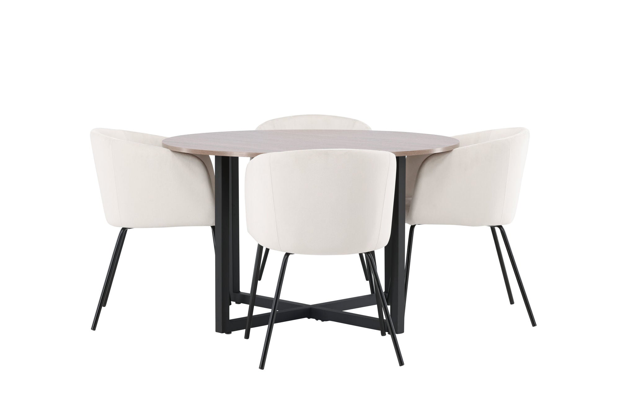 Venture Home Durango spisebord - Black / Walnut MDF +Berit stol - Black / Beige Velvet _4